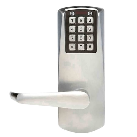Dormakaba E-Plex 2000 Mortise Lock, 100 Access Codes, No Deadbolt, No Key Override, Satin Chrome E2066LL-626-41